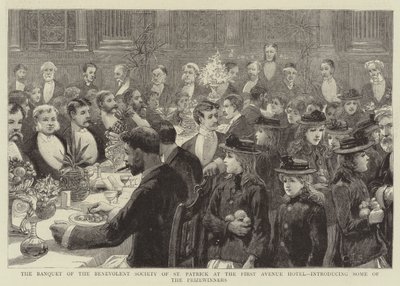 El Banquete de la Sociedad Benevolente de San Patricio en el Hotel First Avenue, presentando a algunos de los Ganadores de Premios de Charles J. Staniland