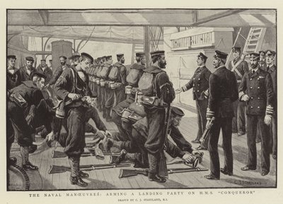 Las maniobras navales, armando un grupo de desembarco en el HMS Conqueror de Charles J. Staniland