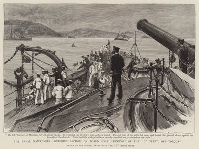 Las maniobras navales, levantando anclas a bordo del HMS Benbow de la flota C, frente a Torquay de Charles J. Staniland