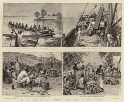 La expedición de la Royal Niger Company, escenas cotidianas en el río Níger de Charles J. Staniland