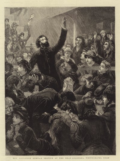 El Ejército de Salvación, un servicio en la sede, Whitechapel Road de Charles J. Staniland