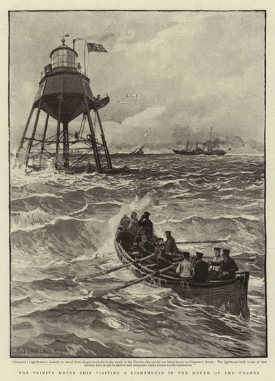 El Barco de Trinity House visitando un Faro en la Boca del Támesis de Charles J. Staniland