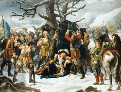 Mariscal de Turenne durmiendo en la víspera de la Batalla de Turckheim de Charles Jacques Lebel