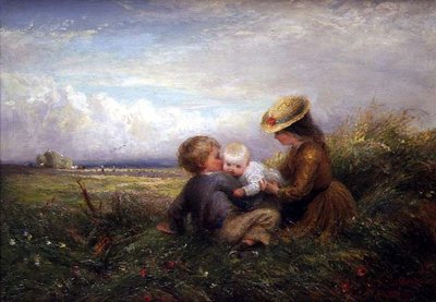 Niños en un campo de Charles James Lewis