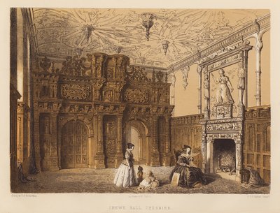 Crewe Hall, Cheshire (aguatinta) de Charles James Richardson