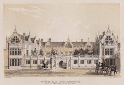 Rushton Hall, Northamptonshire, erigido por Sir Thomas Tresham, en la época de Isabel de Charles James Richardson