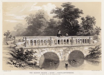 El puente del jardín en Kirby en Northamptonshire, la antigua sede del Lord Canciller Hatton de Charles James Richardson