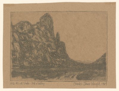 Paisaje con rocas escarpadas de Charles James Wright (signed by artist)