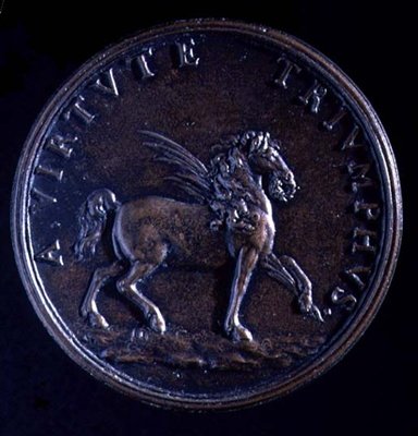 Medalla de retrato de Gian Lorenzo Bernini, reverso de un caballo alado de Charles Jean Francois Cheron