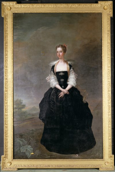 Retrato de una dama, miembro de la familia Dundas, con un vestido de terciopelo negro con mangas de encaje de Charles Jervas