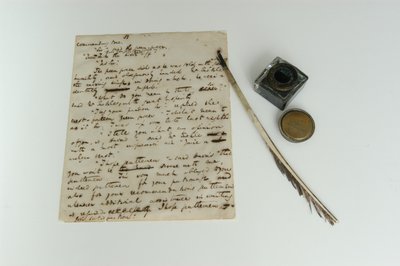 Manuscrito de Pickwick Papers y pluma y tinta de Dickens de Charles John Huffam Dickens