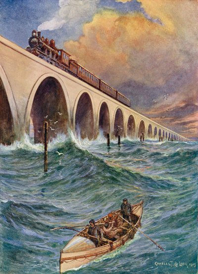 Un ferrocarril a través del mar, un tren cruzando la Bahía de Florida de Charles John de Lacy