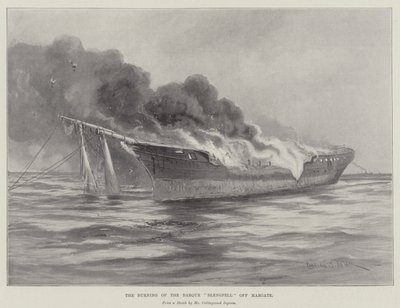 El incendio del bergantín Blengfell frente a Margate de Charles John de Lacy