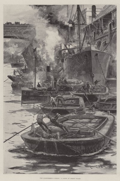 La huelga de los aligeradores, una escena en Fresh Wharf de Charles John de Lacy
