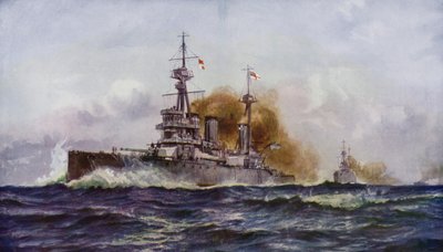Un famoso crucero de batalla - HMS Invincible de Charles John de after Lacy