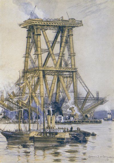 Construyendo el Puente Forth de Charles John de after Lacy