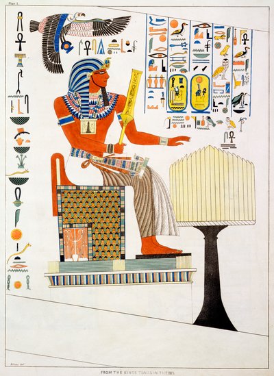 Mural de las tumbas de los reyes de Tebas, descubierto por G Belzoni, 1820-1822 de Charles Joseph Hullmandel