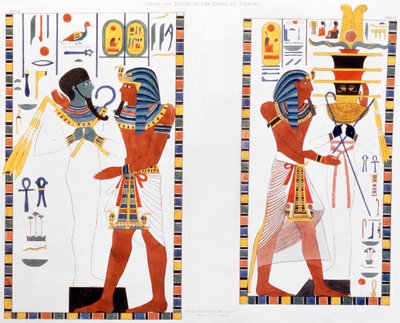 Dos murales de las tumbas de los Reyes de Tebas, descubiertos por G Belzoni, 1820-1822 de Charles Joseph Hullmandel