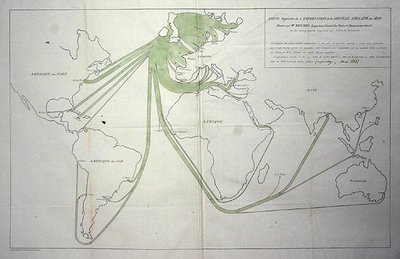 Mapa que muestra la exportación de carbón de las Islas Británicas en 1850 de Charles Joseph Minard