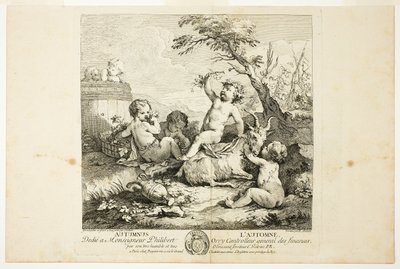 Otoño, lámina tres de Las Cuatro Estaciones de Charles Joseph Natoire