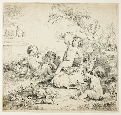 Querubines con una Cabra de Charles Joseph Natoire