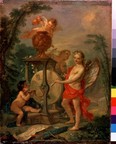 Cupido afilando una flecha. Pintura de Charles Joseph Natoire (Charles-Joseph Natoire de Charles Joseph Natoire
