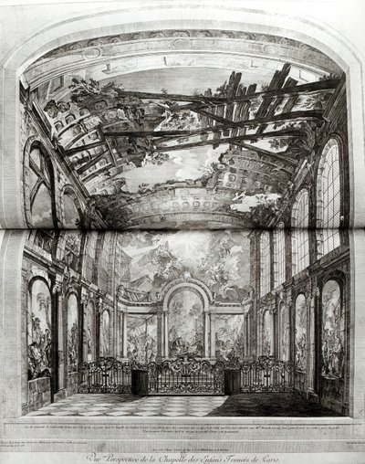 Decoración de la capilla del Hospicio de los Niños Encontrados en París, grabado por Etienne Fessard (1714-77) c.1750 de Charles Joseph Natoire