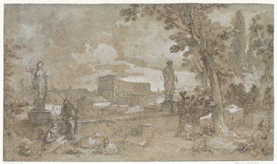 Vista de parte de los Jardines Farnesios en el Palatino de Roma de Charles Joseph Natoire