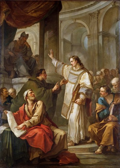 San Esteban ante el Sumo Sacerdote y los Ancianos del Sanedrín, 1745 de Charles Joseph Natoire