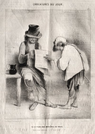 Caricaturas del día: La Lectura de los Misterios de París de Charles Joseph Traviès de Villers