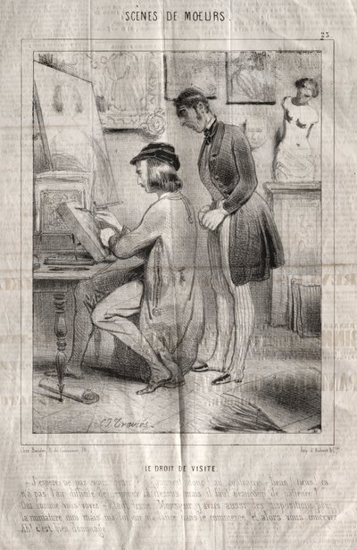 Escenas de costumbres: El derecho de visita. Espero no molestarle... de Charles Joseph Traviès de Villers