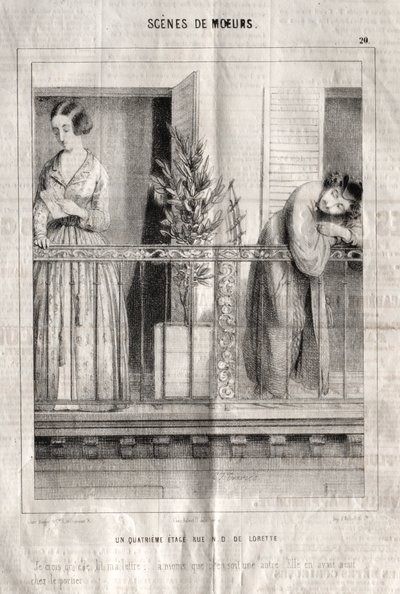Escenas de costumbres: Un cuarto piso en la calle N. D. de Lorette. Creo que lee mi carta de Charles Joseph Traviès de Villers