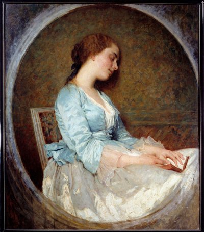 El sueño Joven mujer durmiendo sobre su libro de Charles Joshua Chaplin