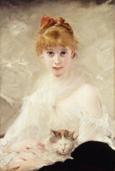 Joven con gato de Charles Joshua Chaplin