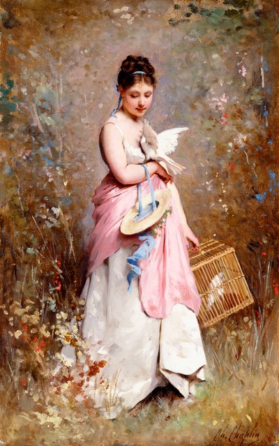 Joven con palomas de Charles Joshua Chaplin