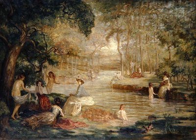 Bañistas: Bañistas junto a un río de Charles Julian Tharp