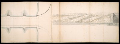Diseños del proyecto de puente sobre el río Támesis en Londres, BL Maps C.49.e.76 de Charles Labelye