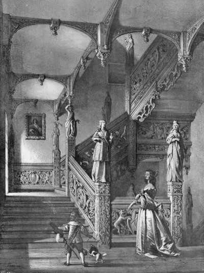 La Escalera como Estaba en la Casa Antigua en Aldermaston, Berks de Charles Latham