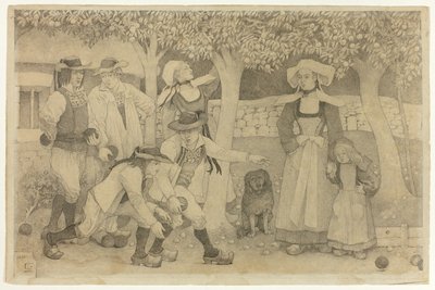 Jugadores de petanca en Bretaña de Charles Laval