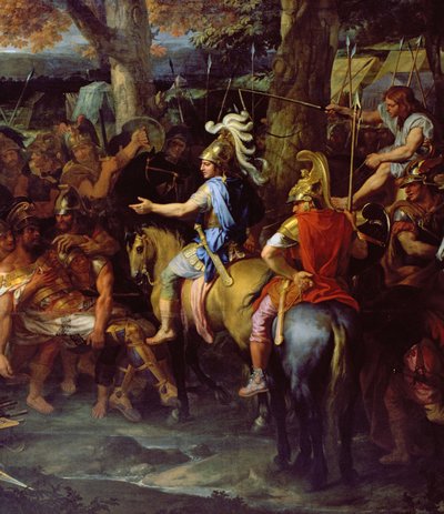 Alejandro y Poro en la batalla de Hydaspes, c.1673 (óleo sobre lienzo) (detalle de 90063) de Charles Le Brun