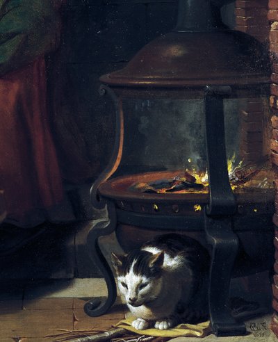 Gato bajo brasero ardiente (detalle) de Charles Le Brun