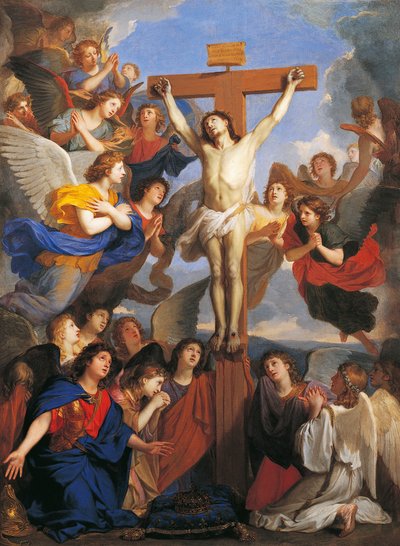 Crucifijo con ángeles, circa 1660 de Charles Le Brun