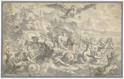 Europa y el toro rodeado de dioses del mar de Charles Le Brun