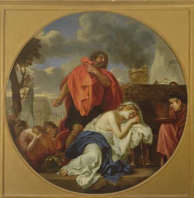 Jefté a punto de sacrificar a su hija (óleo sobre lienzo) de Charles Le Brun