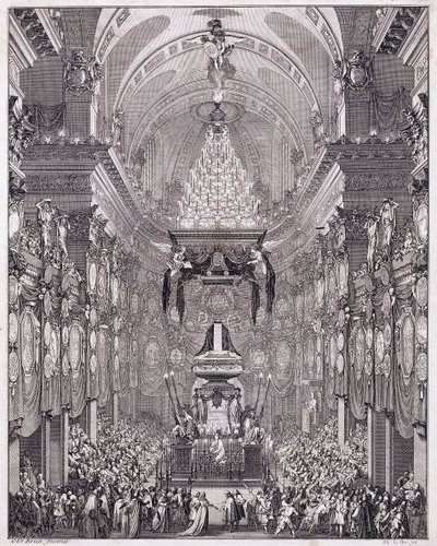 Mausoleo del Oratoire du Louvre, Rue Saint-Honoré, en memoria del estadista francés Pierre Seguier, mayo de 1672, c.1770-1780 (grabado) de Charles Le Brun