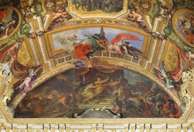 La Alianza de Alemania y España con Holanda, 1672, Pintura del Techo de la Galería de los Espejos de Charles Le Brun