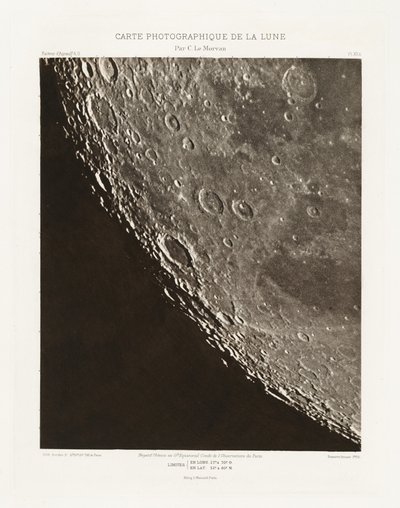 Carte photographique de la lune, planche XII.A (Carta fotográfica de la Luna, plancha XII.A),11 de octubre de Charles le Morvan
