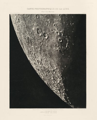 Carta fotográfica de la Luna, lámina XI,18 de abril de Charles le Morvan