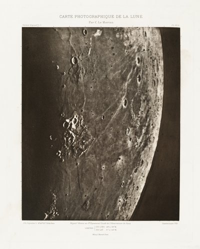 Carte photographique de la lune, planche XV.A (Carta fotográfica de la Luna, plancha XV.A),5 de septiembre de Charles le Morvan