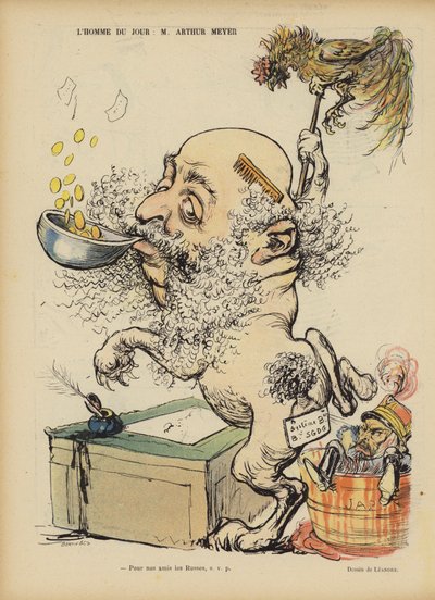 Caricatura del periodista francés Arthur Meyer. Ilustración para Le Rire de Charles Leandre